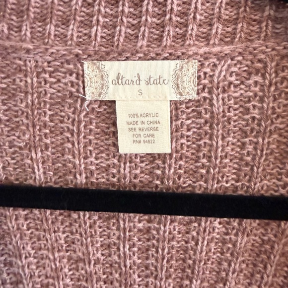 Altar'd State Mauve Ribbed Cardigan With Ties on the Sides - Picture 2 of 6